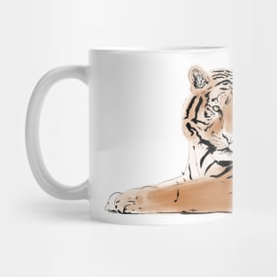 Golden & Black Tiger Animal White Design Mug